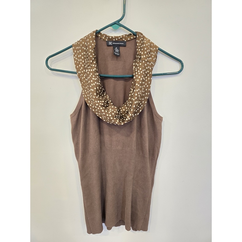 INC International Concepts Silk Blend Cowl Neck Tank Top Capsule Timeless Medium